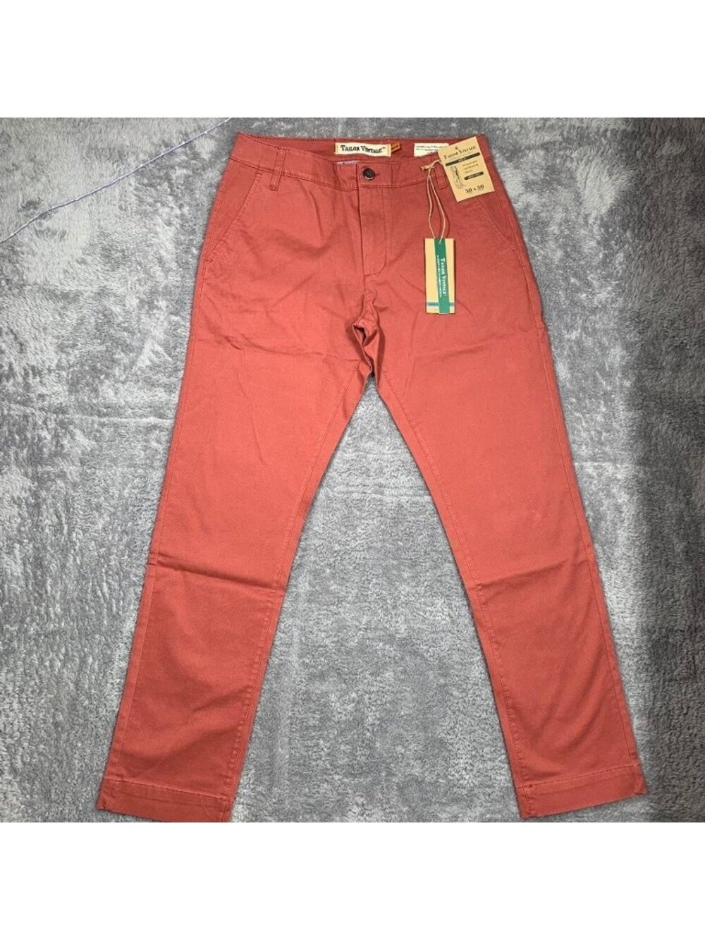 Tailor Vintage Chino Pants Mens 30x30 Canyon Red Slim Fit Stretch Cotton New
